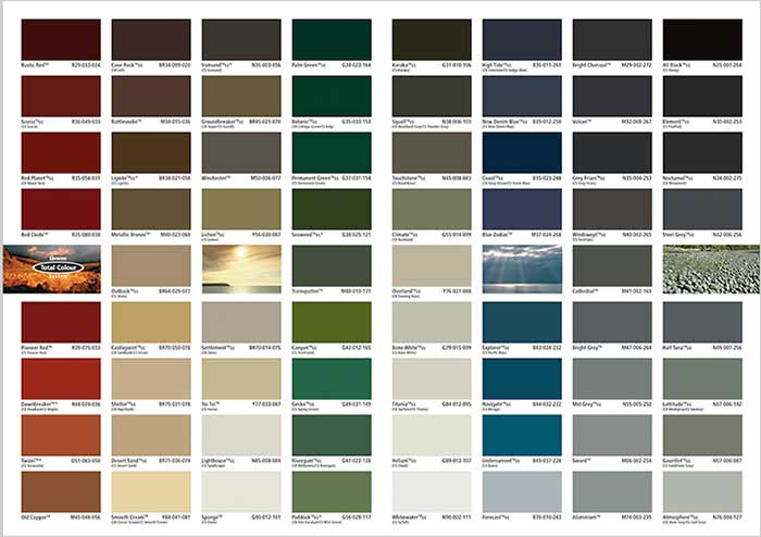 Colorbond Roofing Colour Chart